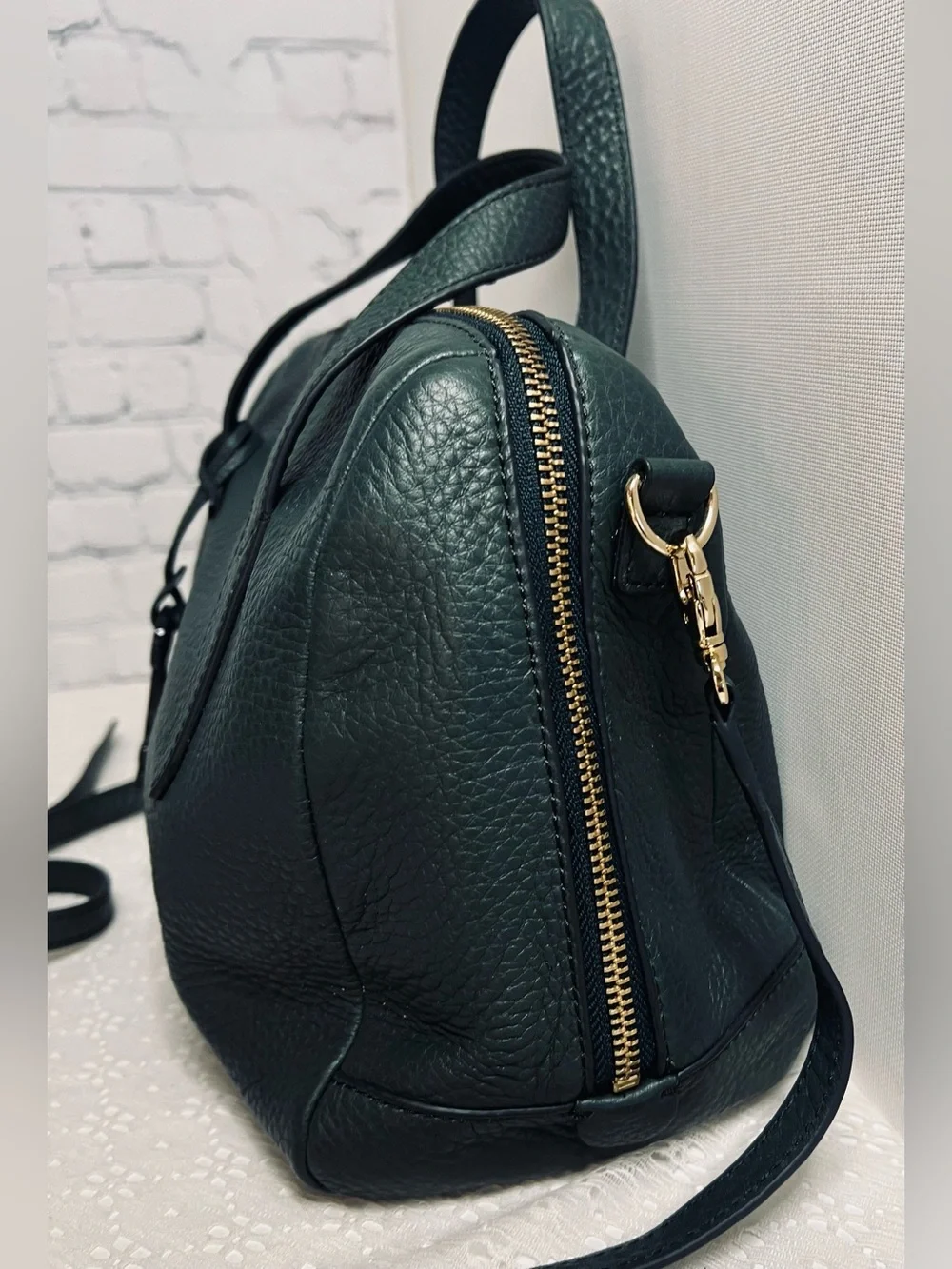 FOSSIL Sydney Satchel- Pine Green Shoulder Crossbody Handbag Keyfob
